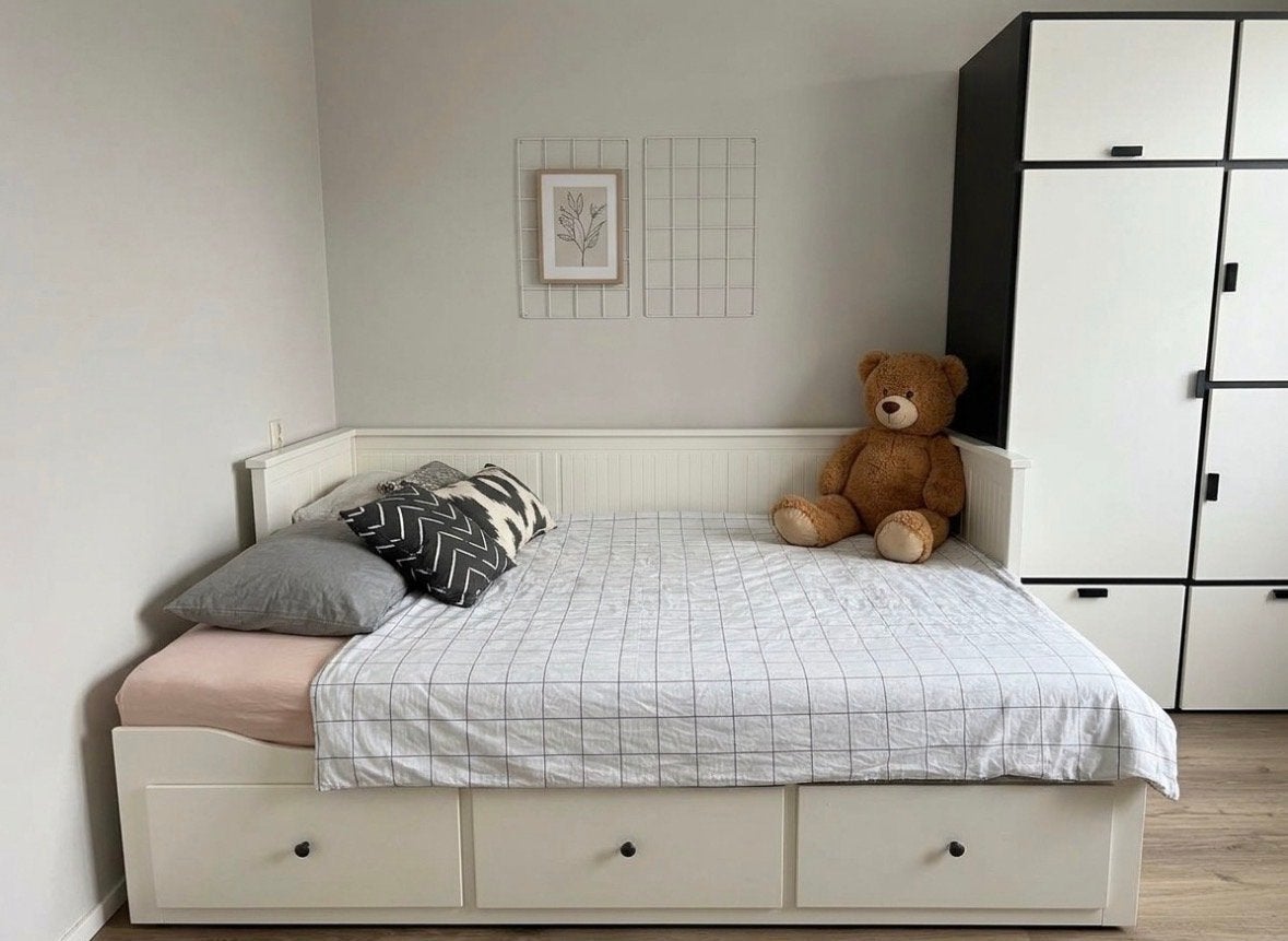 IKEA Hemnes bedbank met 3 lades - Wit, Ophalen, Wit, Tweepersoons, 80 cm
