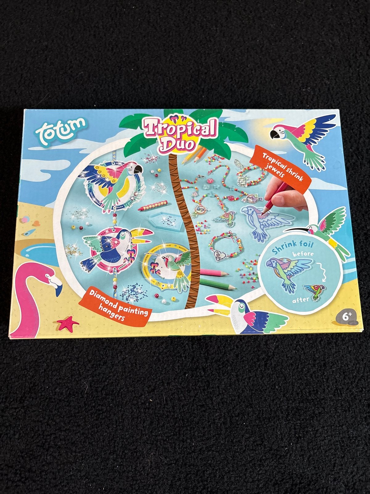 Totum Tropical Duo Knutselset - Diamond Painting & Shrink Je, Dieren, Nieuw, Meerkleurig, Ophalen of Verzenden