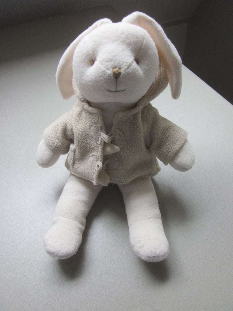 Roomwit fleece konijn knuffel lichtbruin jasje geborduurd ge, Overige merken, Overige karakters, Konijn, Zo goed als nieuw