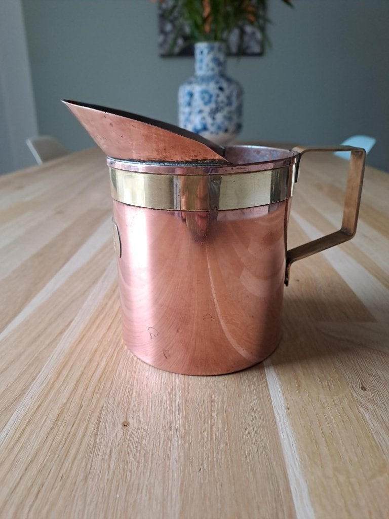 Vintage koperen maatbeker Hoppe 1 ltr, Antiek en Kunst, Ophalen of Verzenden, Koper