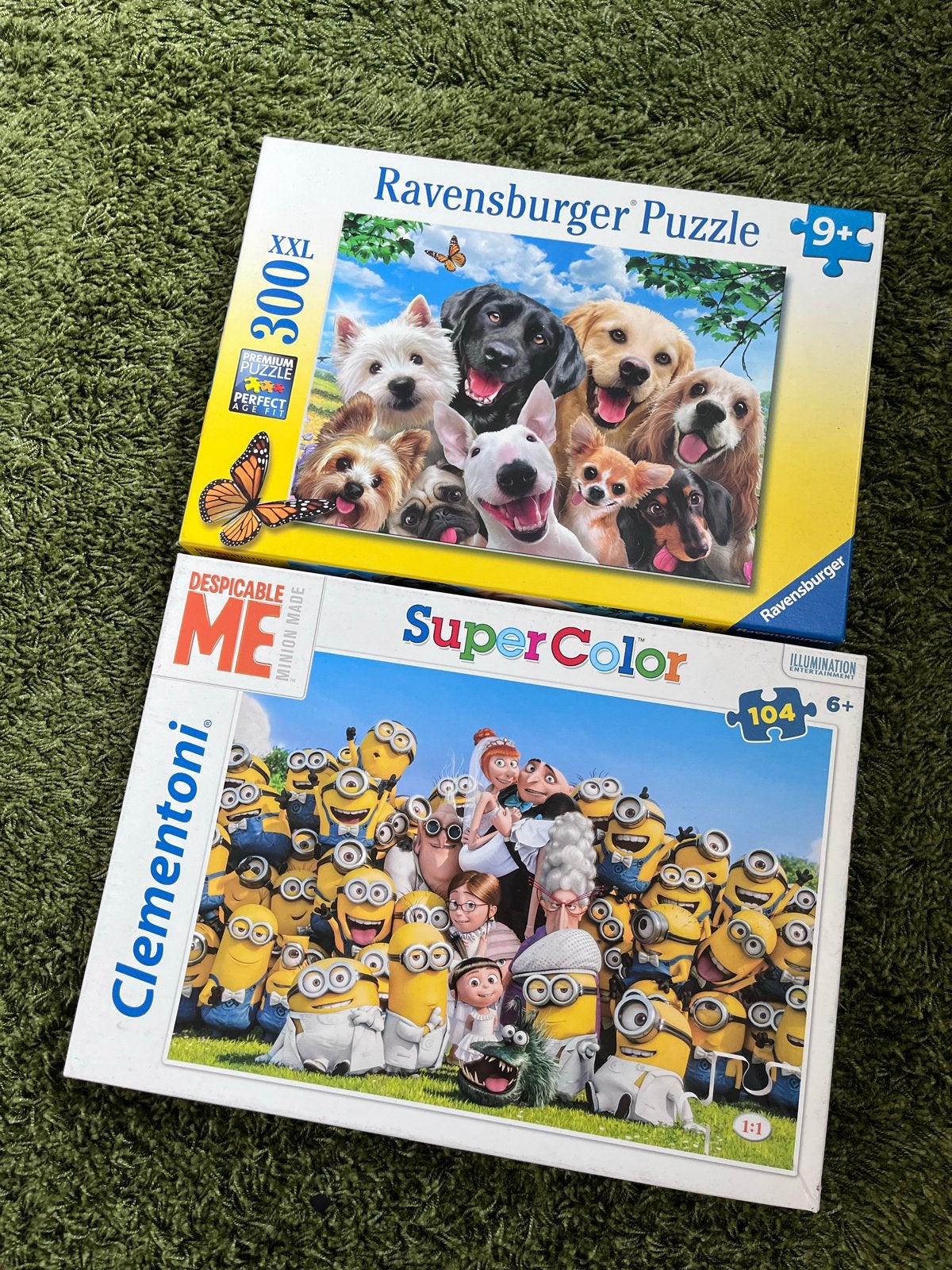 2 leuke puzzels: Ravensburger honden & Minions, Hobby en Vrije tijd, Denksport en Puzzels, Ophalen, Minder dan 500 stukjes, Gebruikt