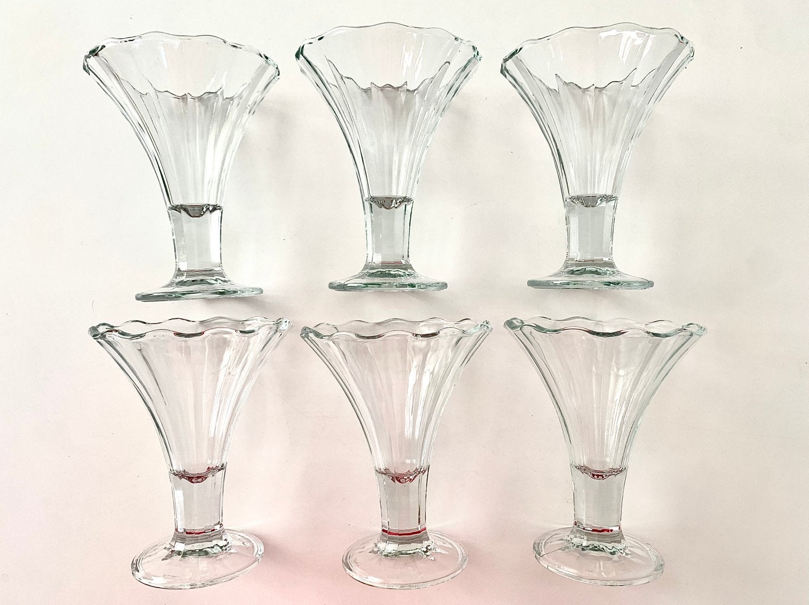6x midcentury jaren 60 Italiaanse ijscoupes, Glas of Glazen, Verzenden, Overige stijlen, Glas
