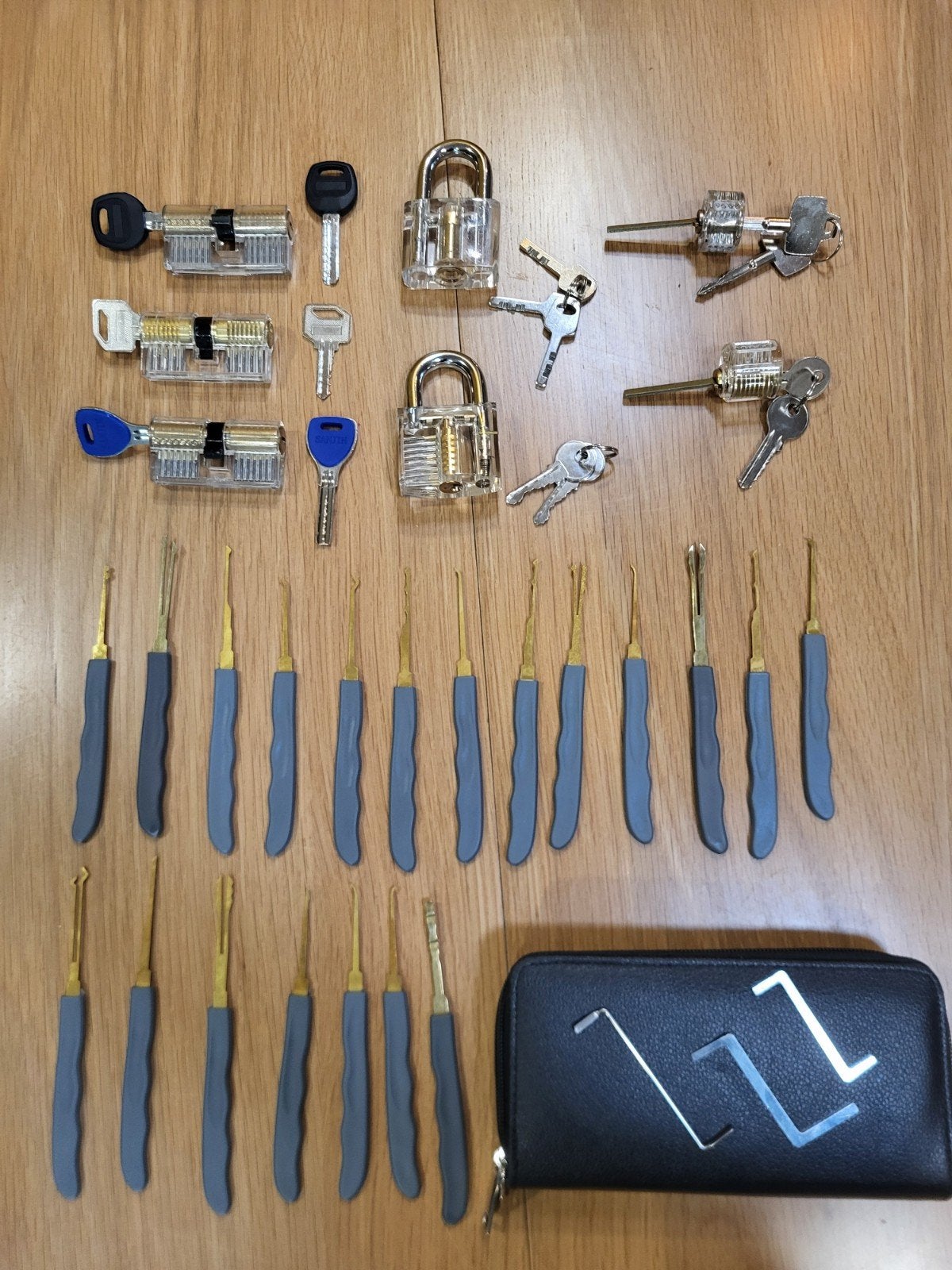 Lockpicking Oefenset – Etui met Tools & 7 sloten., Ophalen of Verzenden