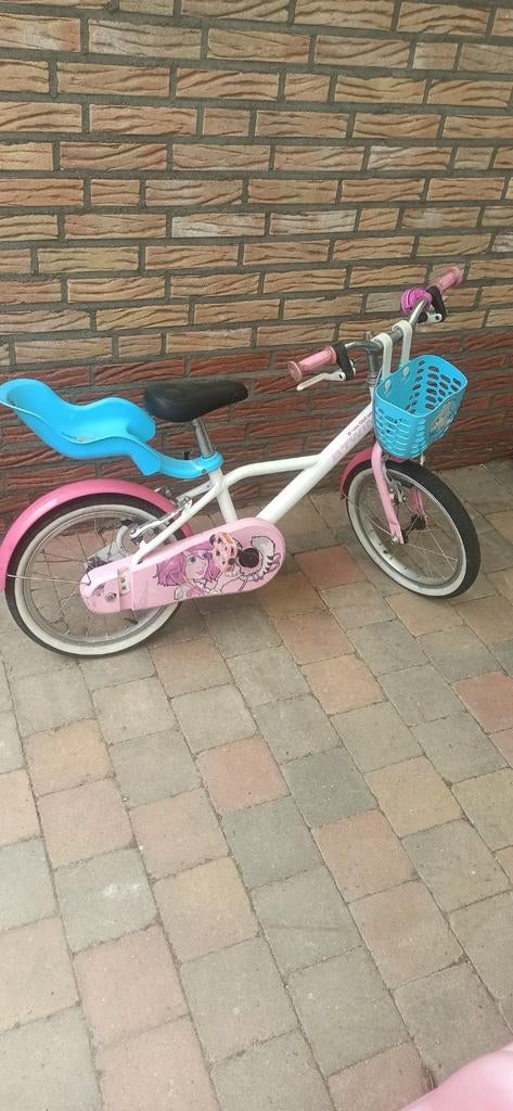Kinderfiets 16 inch met zitje en mandje, Ophalen, Velgrem, BTWIN, 16 tot 20 inch