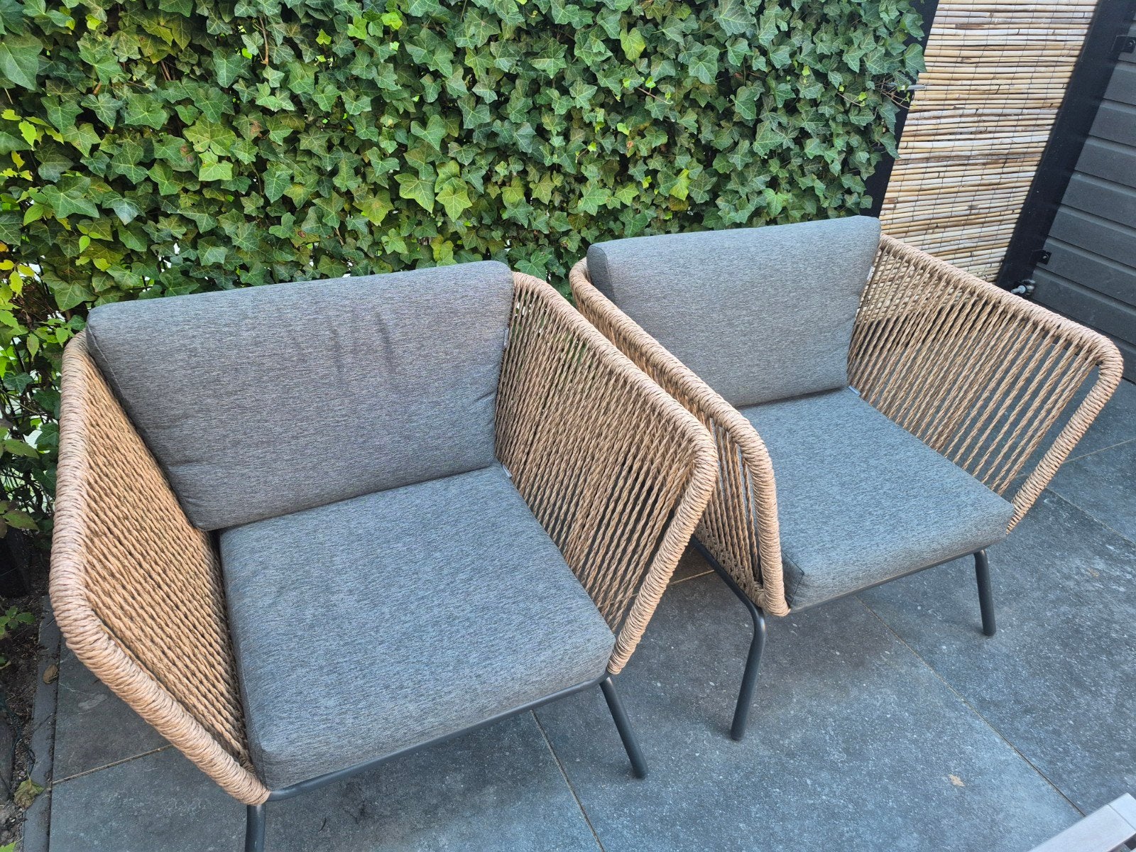 Intratuin Iris loungestoel naturel met kussens, Tuin en Terras, Ophalen, Zo goed als nieuw, Rvs