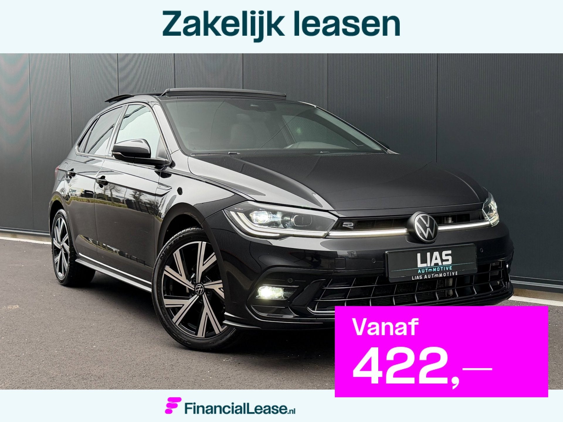 Volkswagen Polo 1.0 TSI R Line | PANO | Keyless | IQ drive |, Stof, Zwart, 95 pk, 1096 kg