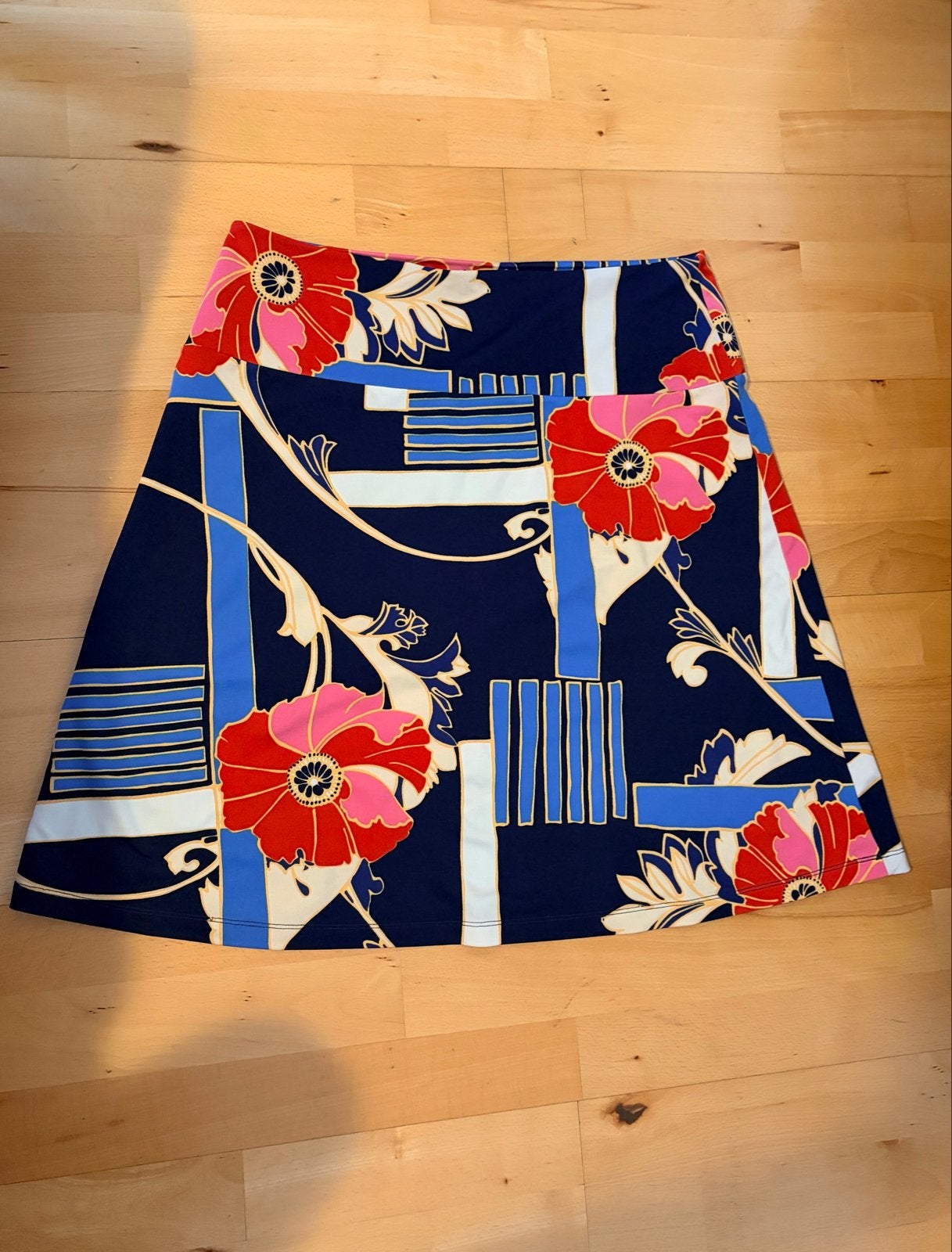 King Louie rok met bloemenprint en geometrische patronen, Kleding | Dames, Blauw, Maat 42/44 (L), Ophalen of Verzenden, Zo goed als nieuw