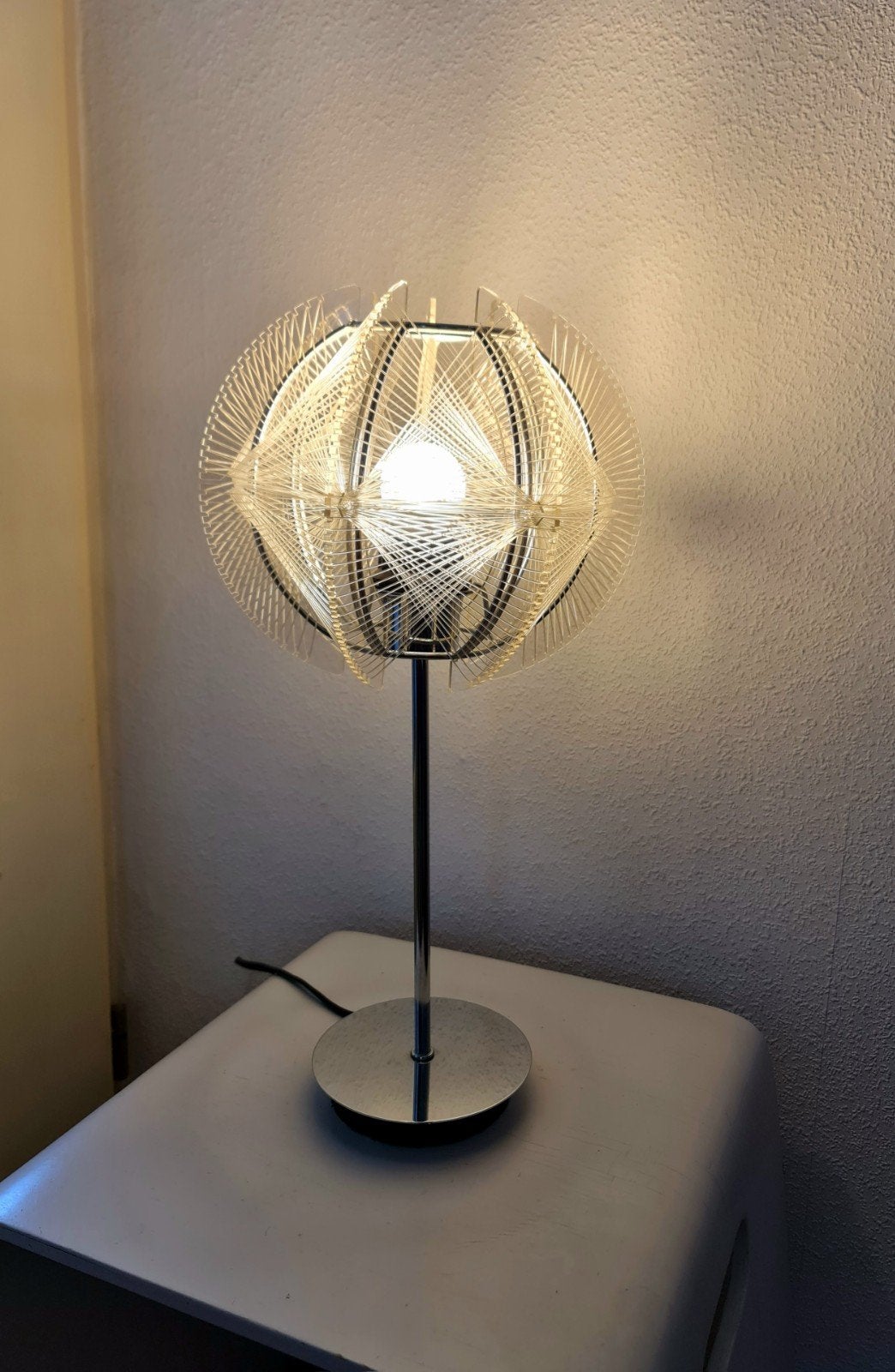 Tafellamp Swag lamp naar ontwerp Paul Secon spinnenweb mooi, Ophalen, Gebruikt, Metaal