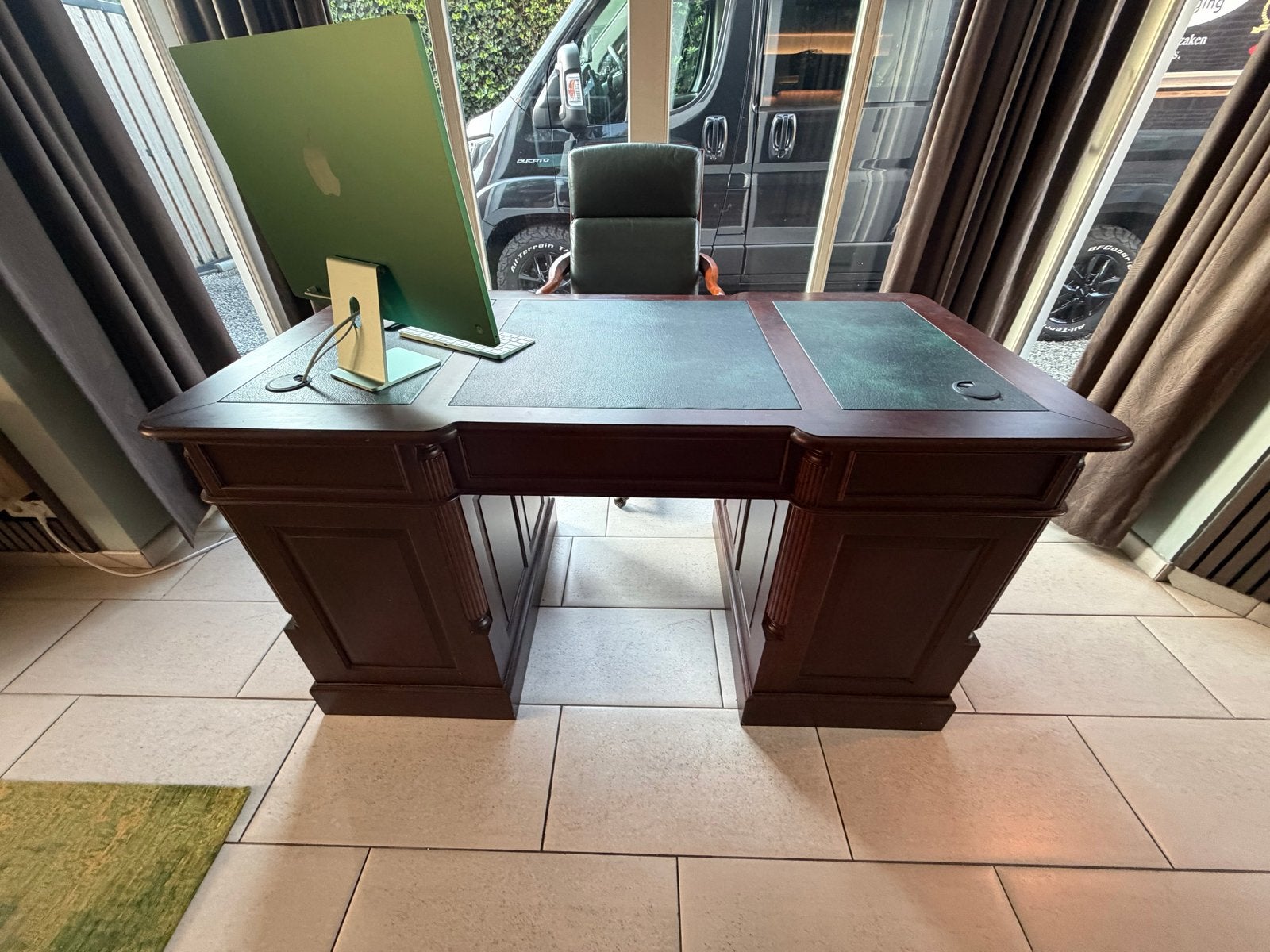 Antiek Klassiek Engels Chesterfield Bureau met Stoel, Ophalen, Overige typen, Gebruikt, Antiek
