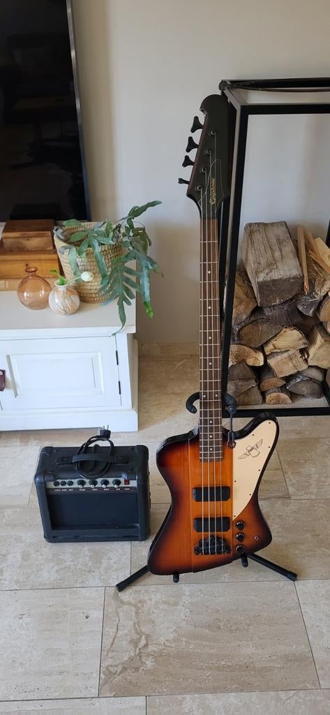 Epiphone Thunderbird Basgitaar met Versterker en Standaard, Muziek en Instrumenten, Snaarinstrumenten | Gitaren | Bas, Ophalen