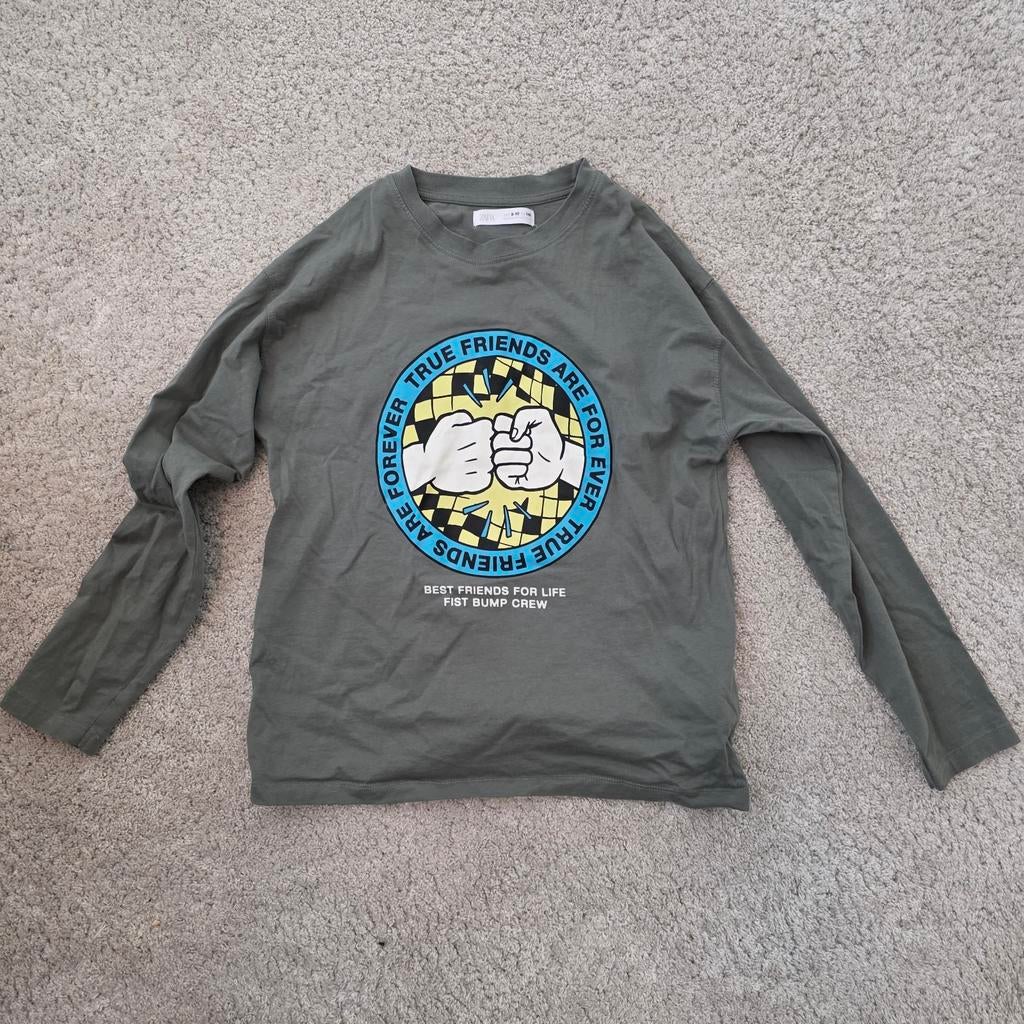 Zara Jongens Shirt Maat 140 Groen, Gebruikt, Ophalen of Verzenden, Zara, Shirt of Longsleeve