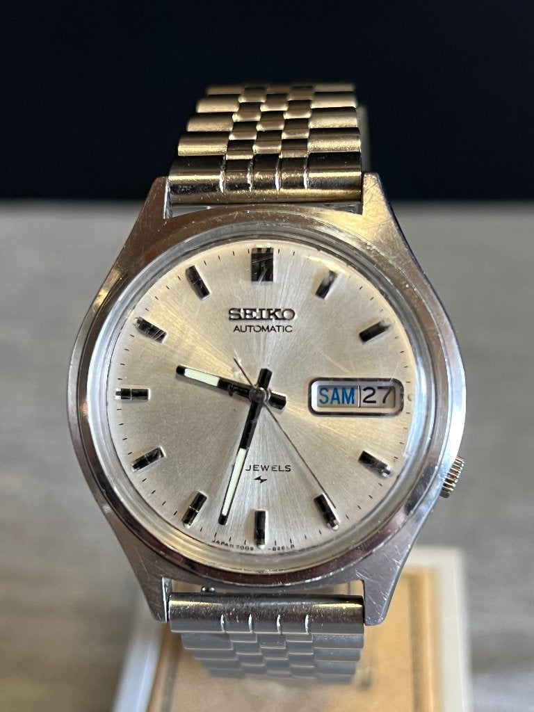 Seiko Automatic 17 Jewels 7009-8028 Staal, Gebruikt, Staal, Polshorloge, Ophalen of Verzenden