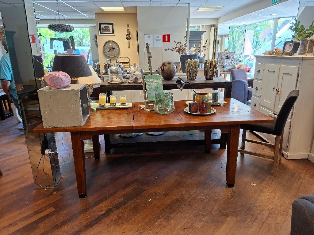 Koloniale teakhouten eettafel verlengbaar, Ophalen, Gebruikt, Koloniaal, Teakhout