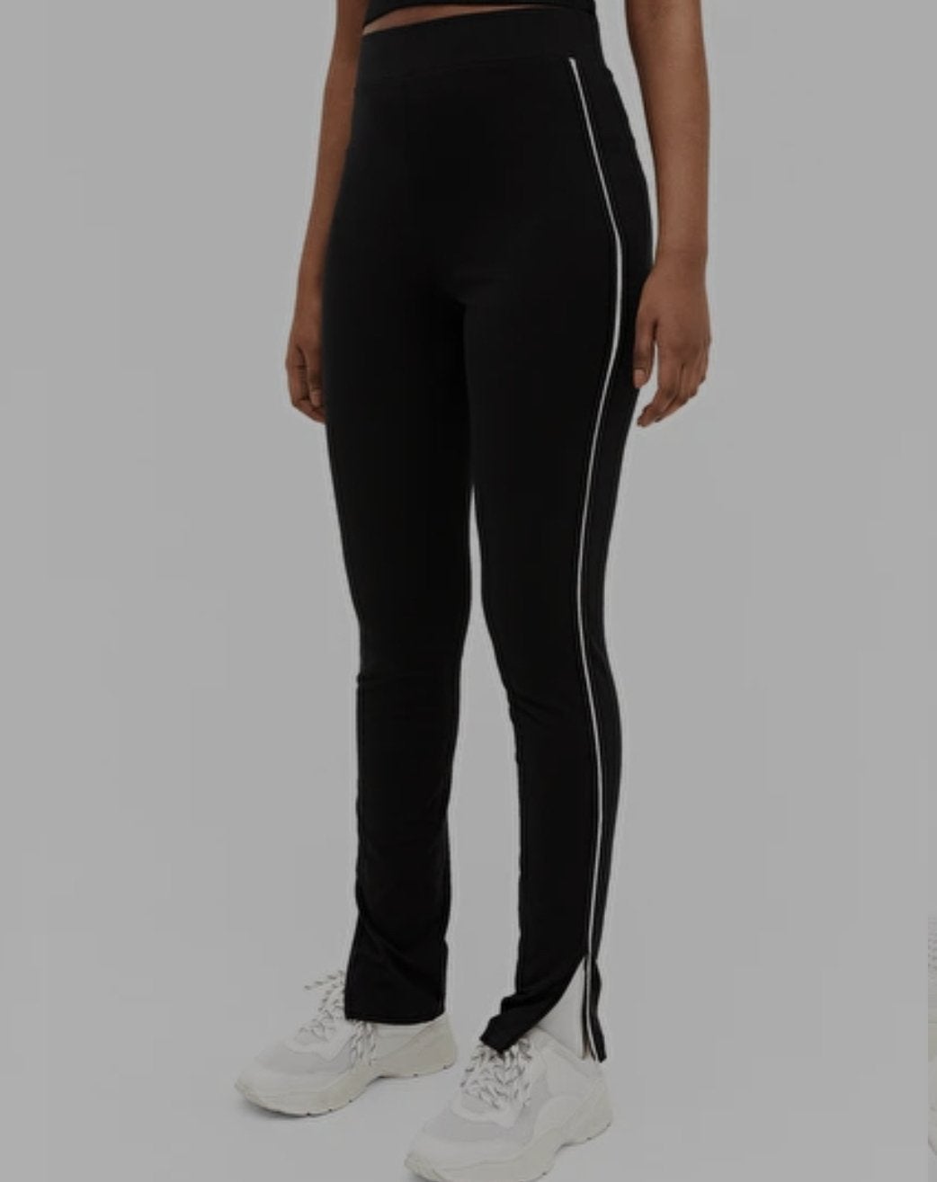 Zwarte legging met streep en rits - Maat XS - NIEUW, Legging, Zwart, Nieuw, Overige maten