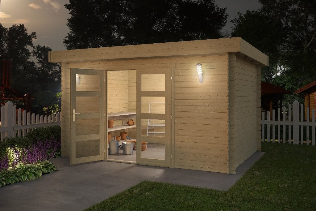 Blokhut Mikkel 380x275 Onbehandeld vuren, Verzenden, Nieuw
