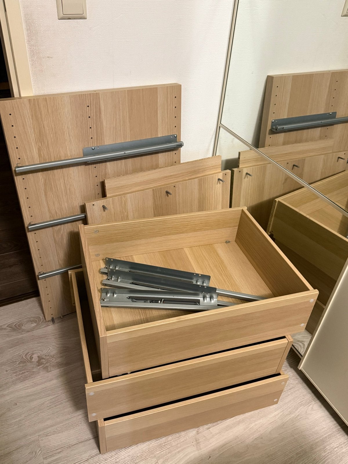 IKEA KOMPLEMENT verdeler en lades, eiken effect, Ophalen, Zo goed als nieuw