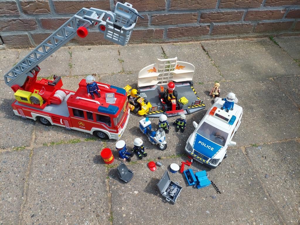 Playmobil Brandweer, Politie & Race Set - Compleet Pakket, Ophalen of Verzenden, Gebruikt, Complete set