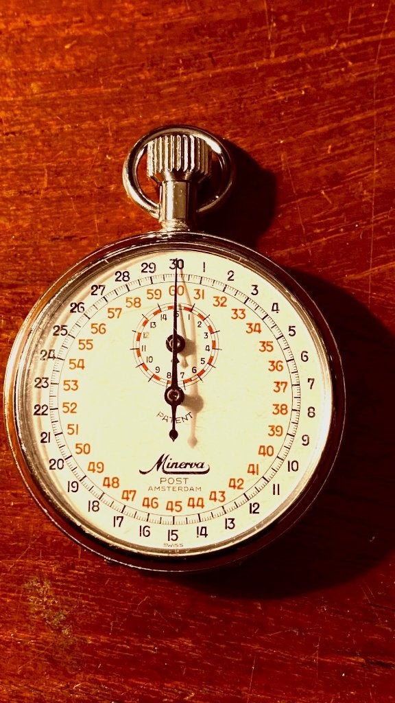 Minerva stopwatch Swiss made – vintage, Overige merken, Zakhorloge, Staal, Verzenden