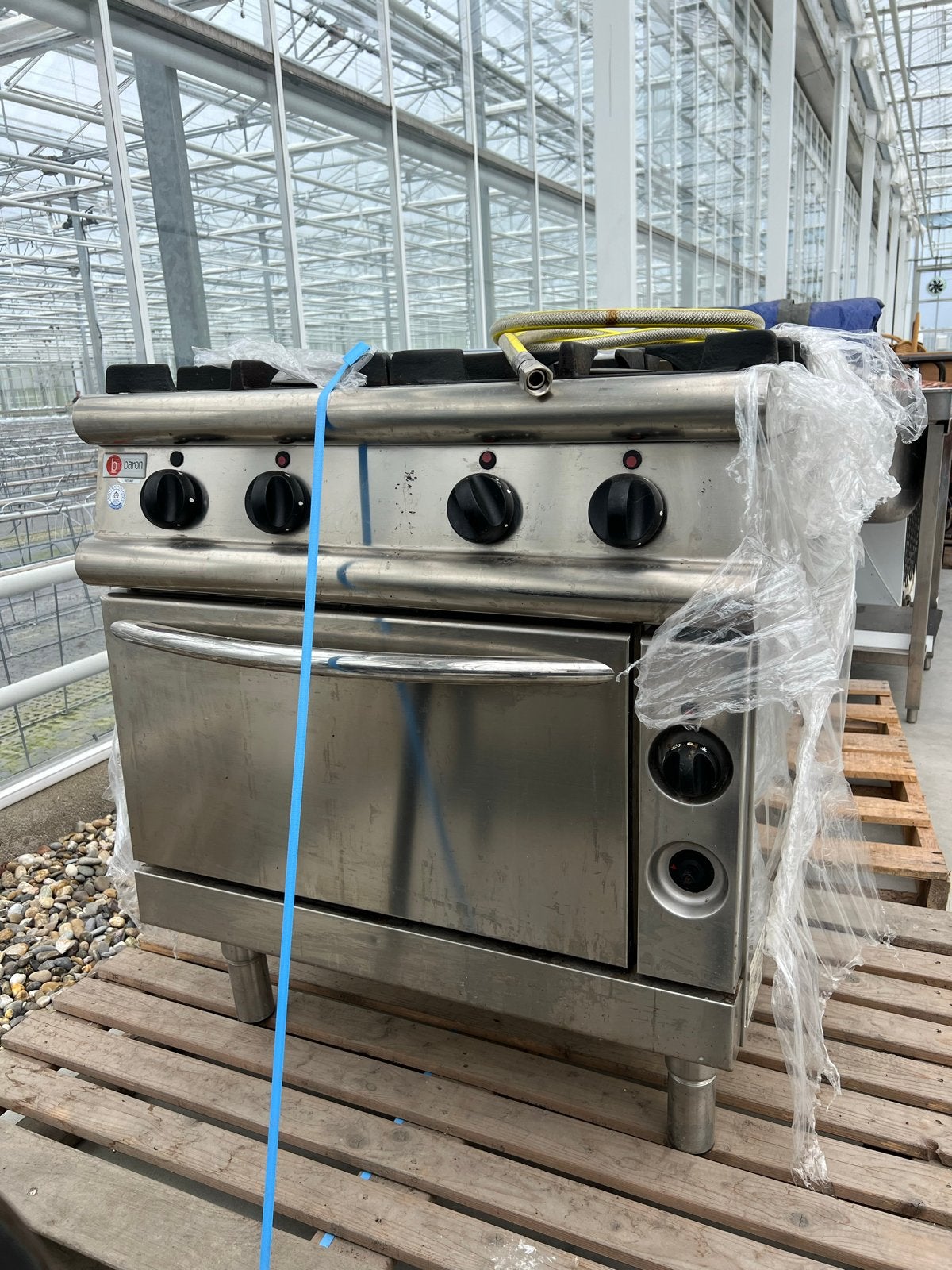 Professioneel RVS Gasfornuis met 4 Pitten en Oven, Zakelijke goederen, Horeca | Keukenapparatuur, Ophalen, Gebruikt, Fornuis, Frituur en Grillen