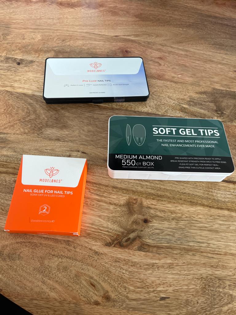 Modelones Nagelset: Pro Luxe Tips, Soft Gel Tips & Lijm, Ophalen of Verzenden, Nieuw