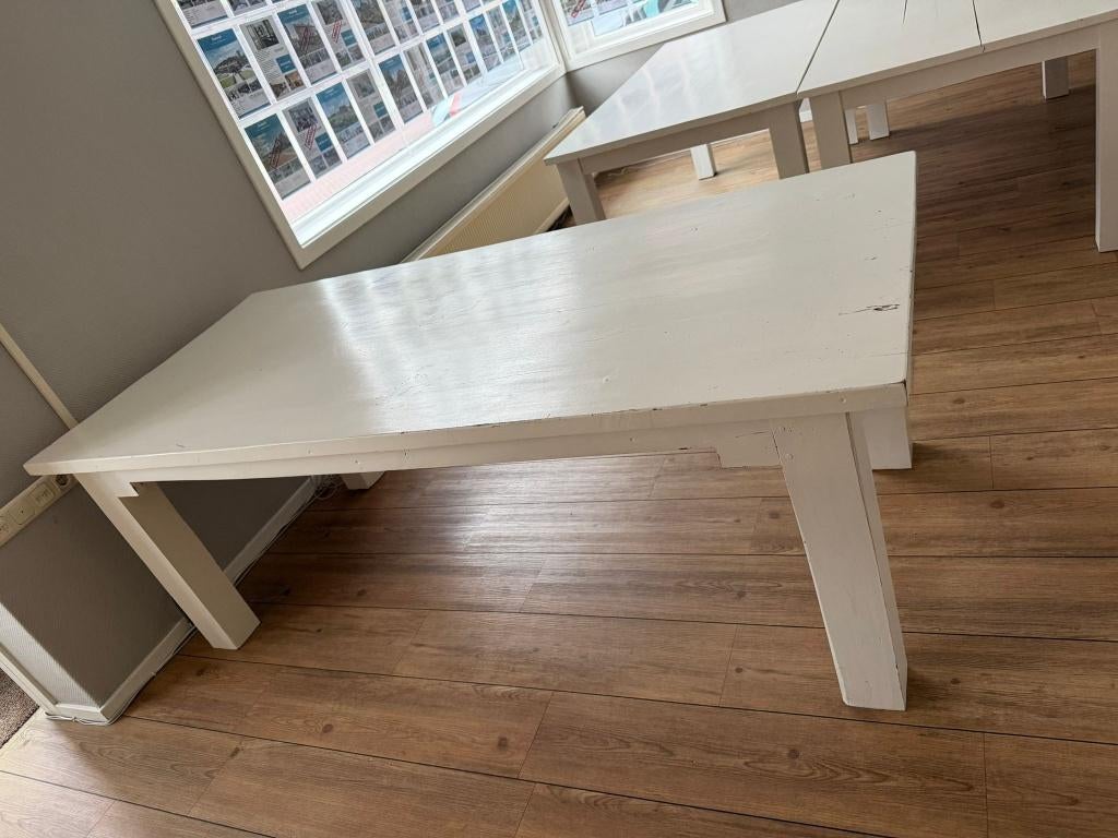 Massief teakhouten eettafel 220x99 cm,  stevig & stijlvol, Huis en Inrichting, Ophalen, Gebruikt, Teakhout, 200 cm of meer