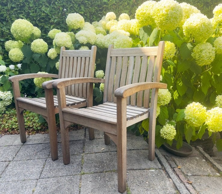 Tuinstoelen Teak and Garden van teakhout 2x, Ophalen of Verzenden, Zo goed als nieuw, Teakhout, Stapelbaar