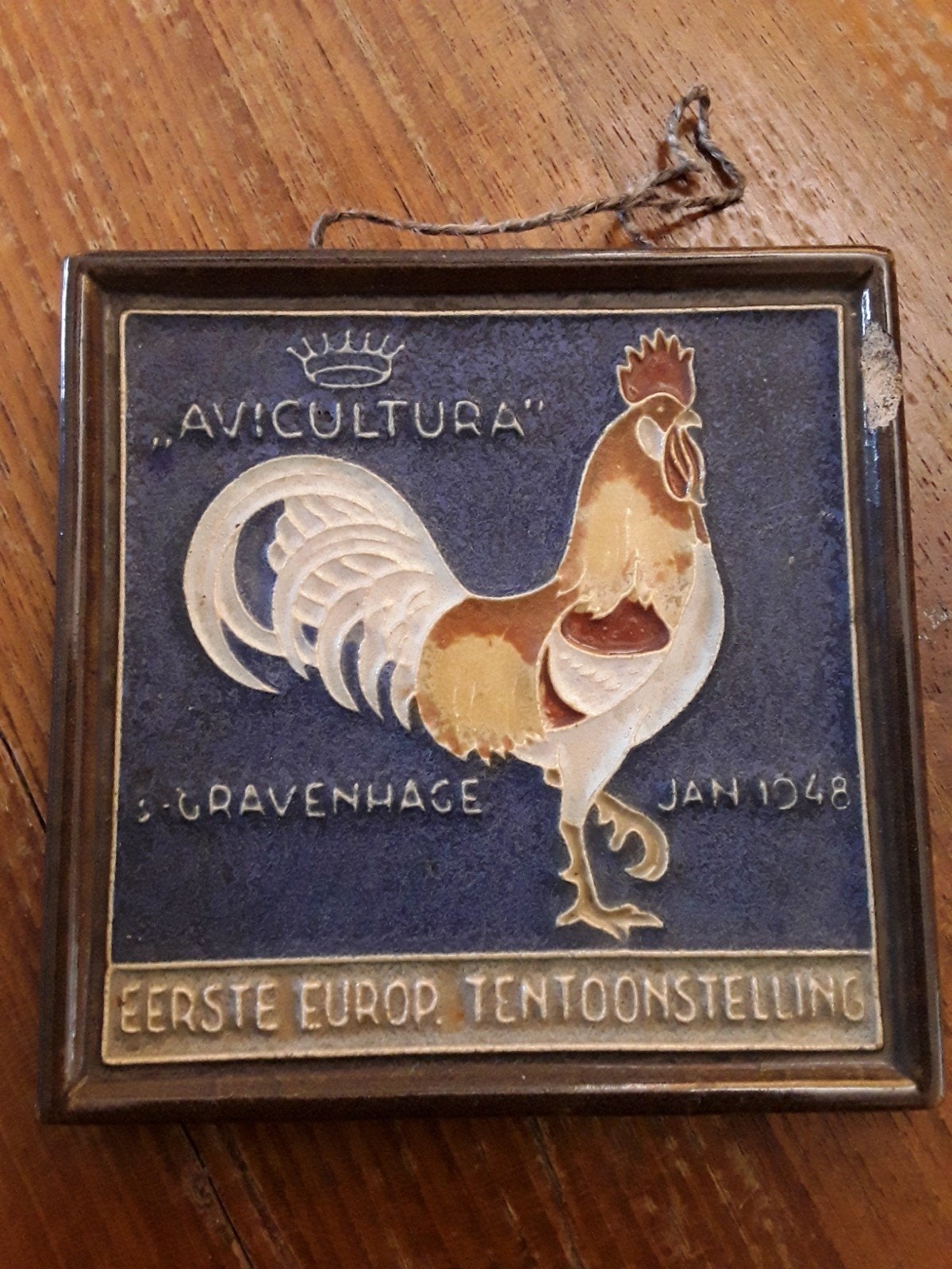 Cloisonne tegel Porceleyne Fles Delft "Avicultura 1948", Ophalen of Verzenden
