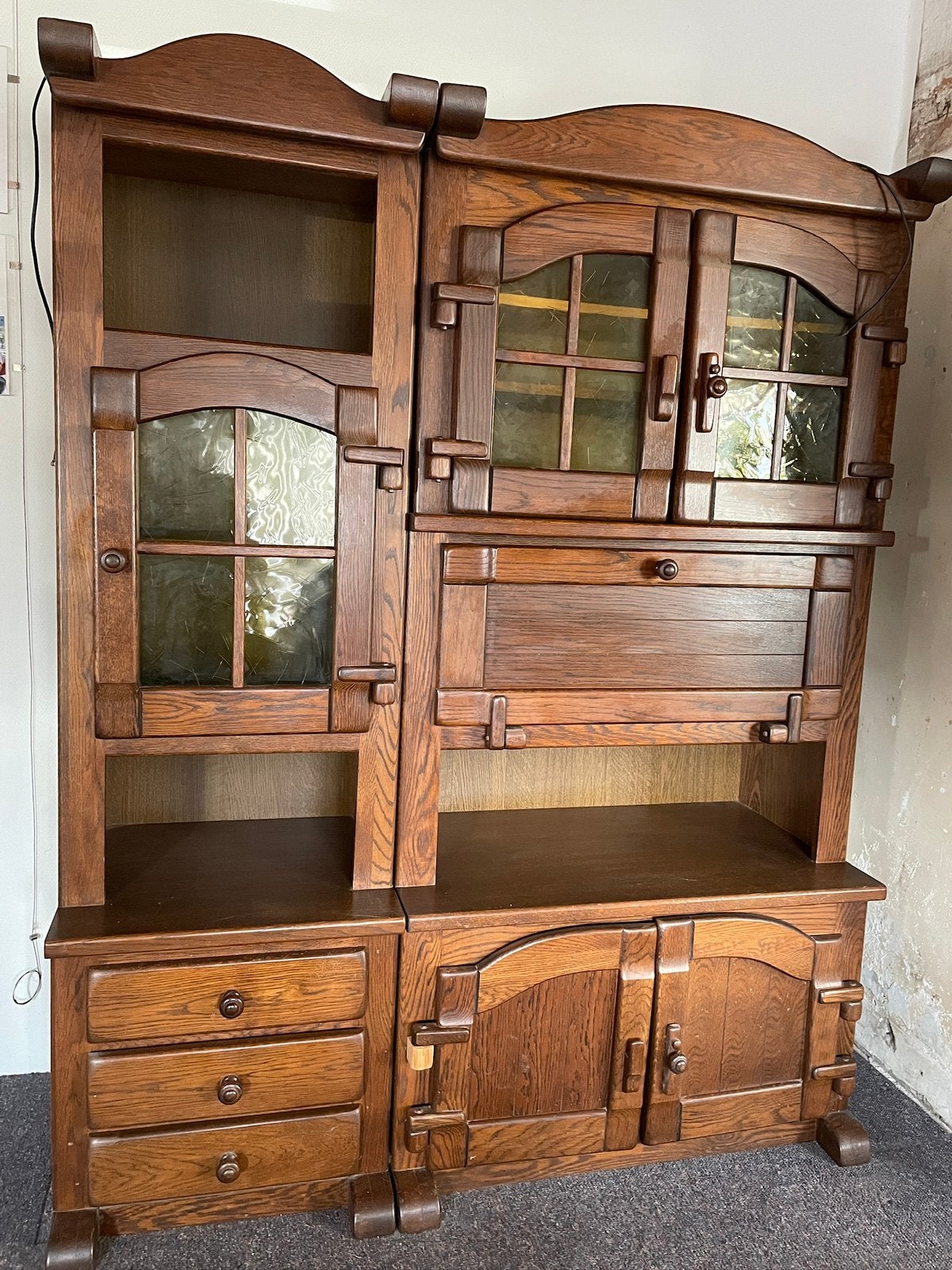 Vintage eikenhouten kasten, Ophalen, Gebruikt, Eikenhout, 50 tot 100 cm