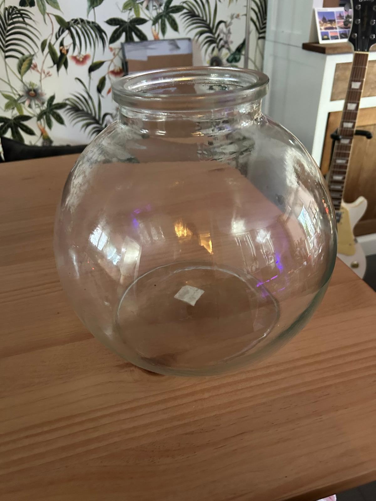 grote ronde vaas, Ophalen, Transparant, Glas, 28 cm