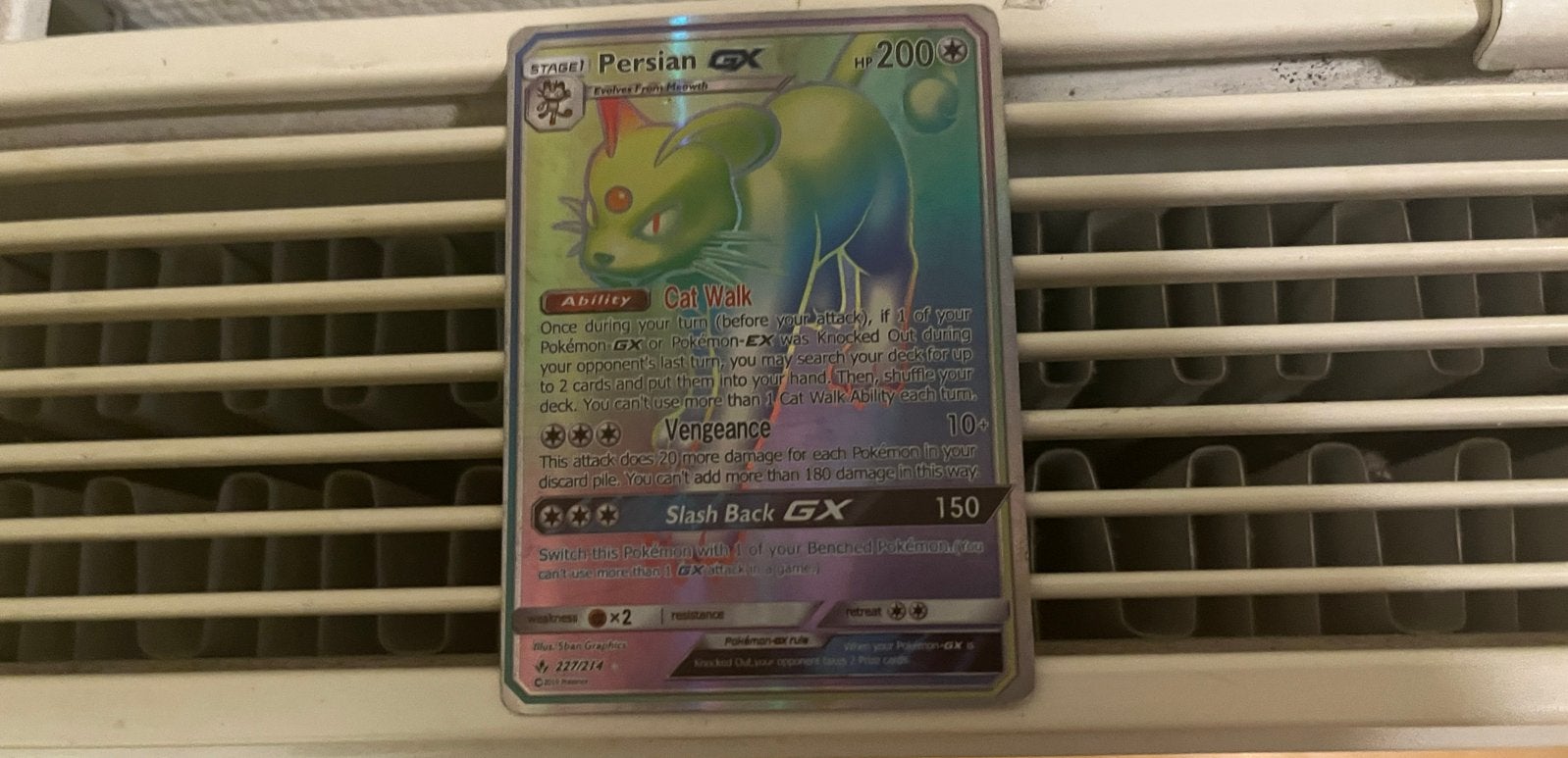 Persian GX Rainbow Rare Foil Pokémon Kaart, Ophalen of Verzenden, Gebruikt, Losse kaart, Foil