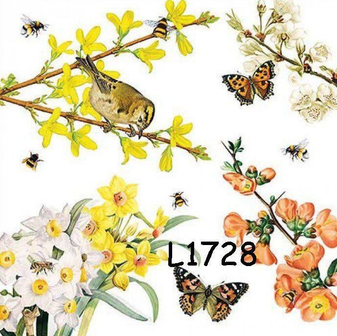 Servetten decoupage/bullet journal * vogels + vlinders L1728, Verzenden, Nieuw