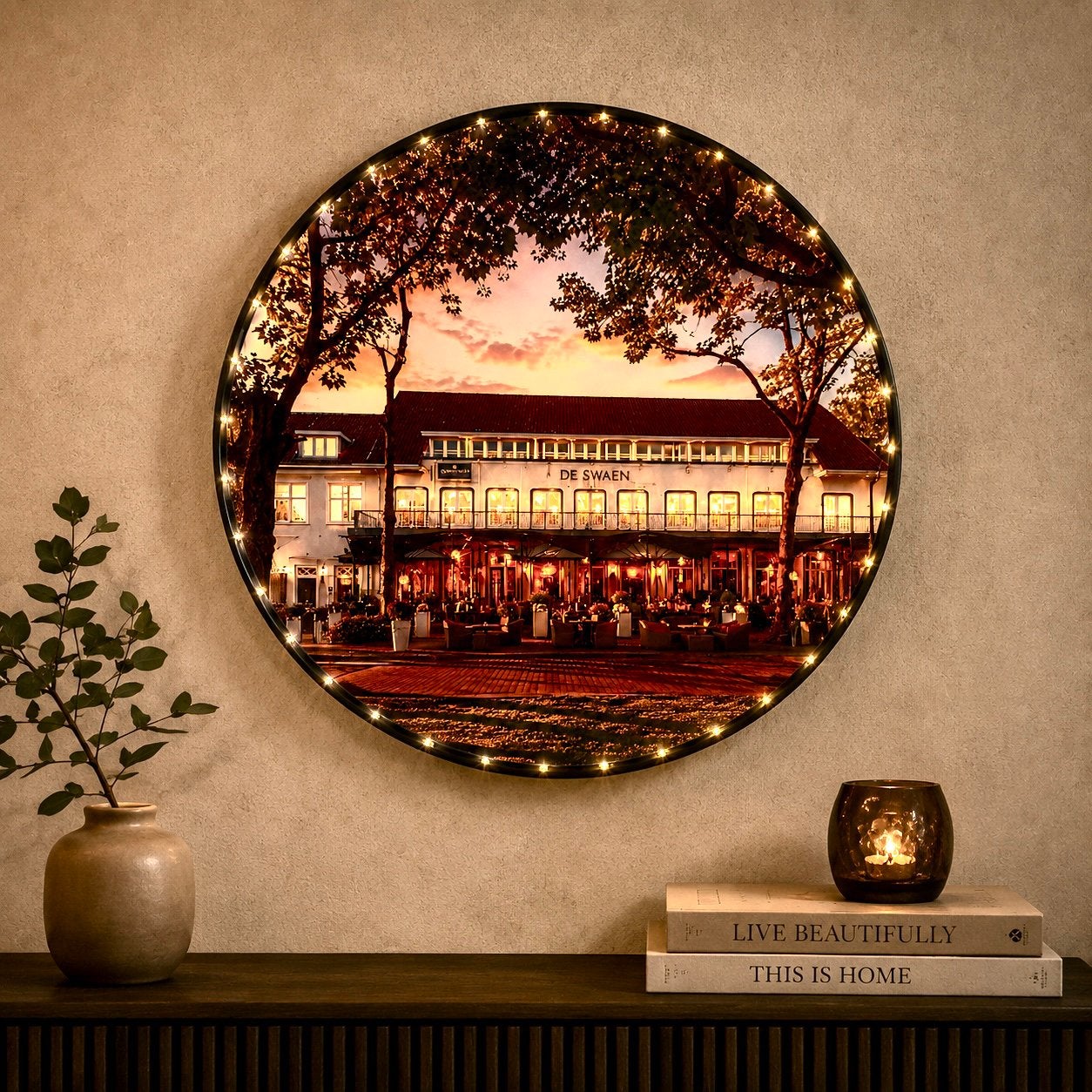 Uniek! muurcircle  van “de Swaen” Oisterwijk  verlichting, Huis en Inrichting, Woonaccessoires | Wanddecoraties, Ophalen, Ingelijst