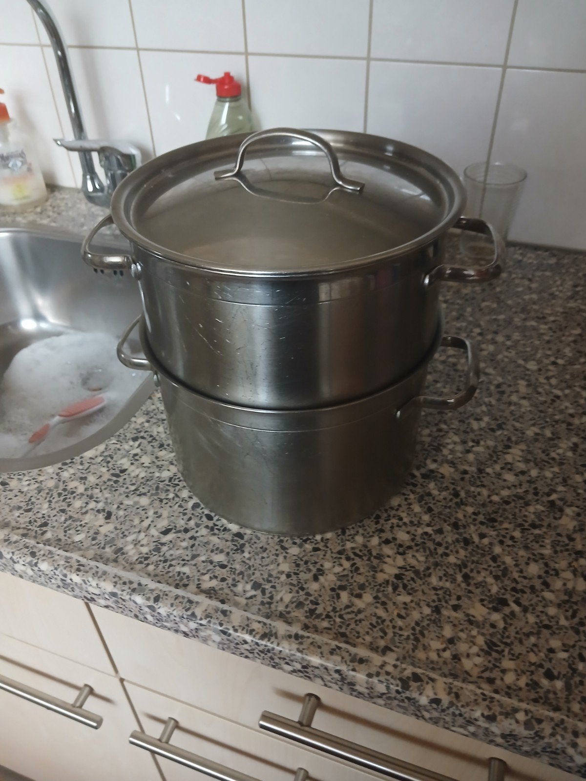 stoompan dikke bodem, Aluminium, Ophalen of Verzenden, Zo goed als nieuw, Met deksel