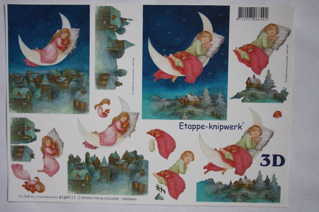 2 stuks Knipvellen 3D etappe-knipwerk kerst 7064, Ophalen of Verzenden, Nieuw, Kerst, Knipvel