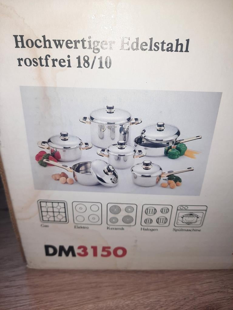 Roestvrijstalen pannenset., Ophalen, Nieuw, Rvs, Pannenset