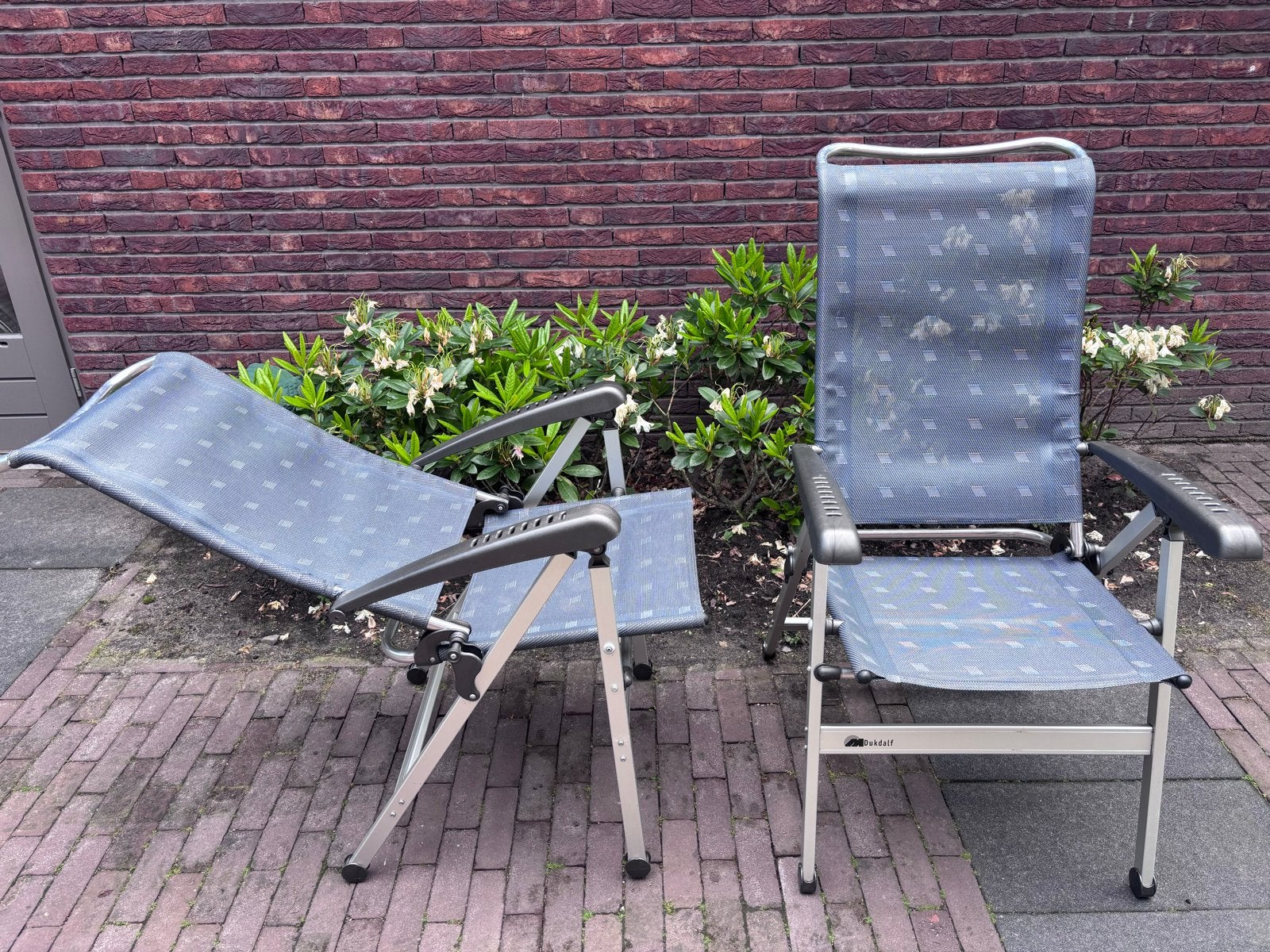 2 Dukdalf campingstoelen verstelbaar+inklapbaar >zeer netjes, Ophalen, Gebruikt, Aluminium, Inklapbaar