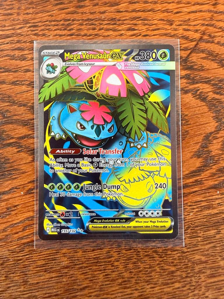 Mega Venusaur EX - 155/132 - Mega Evolution Pokémon Kaart, Ophalen of Verzenden, Zo goed als nieuw, Losse kaart, Foil