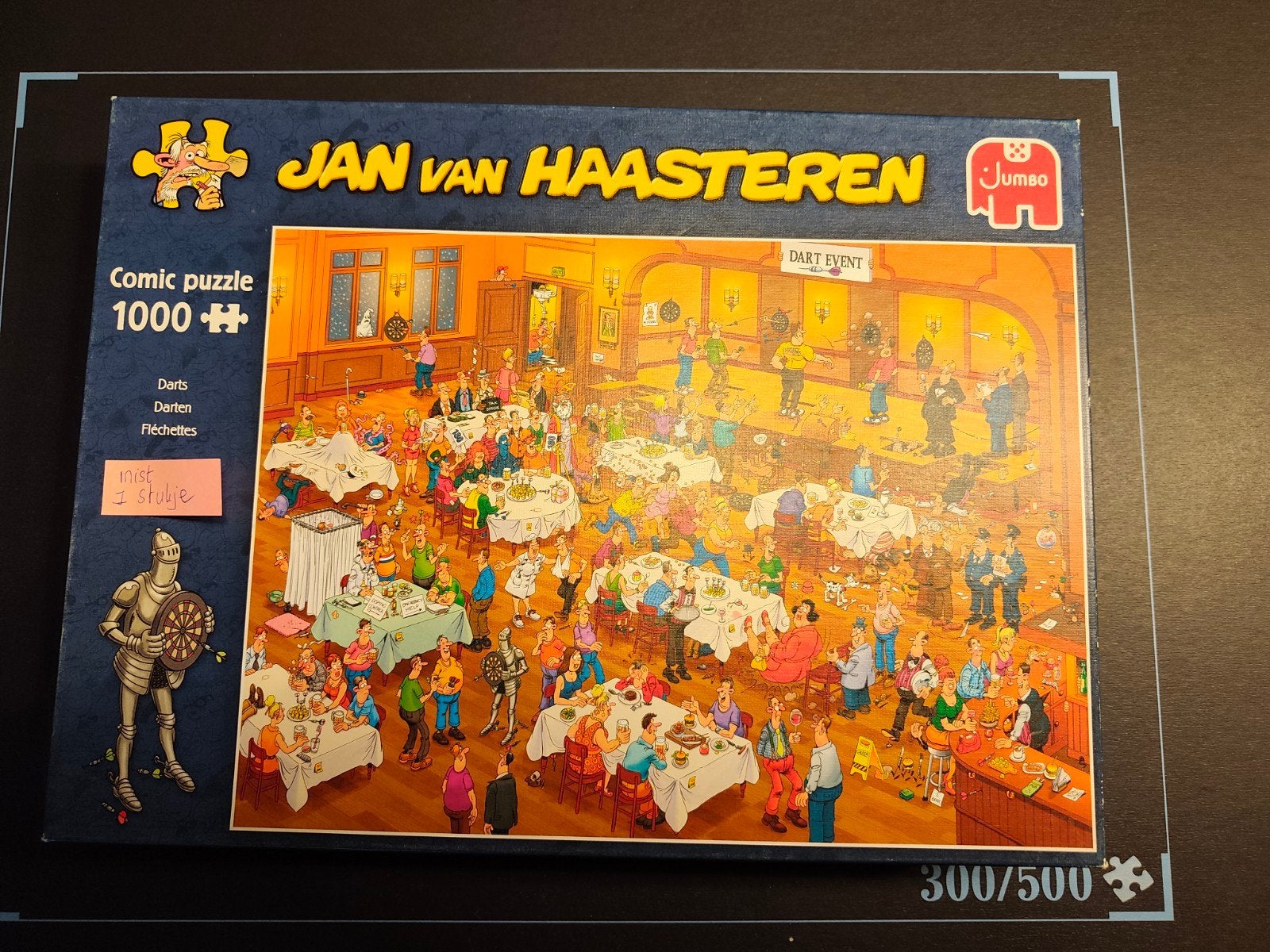 Jan van Haasteren Darts puzzel 1000 stukjes (mist 1 stukje), Ophalen