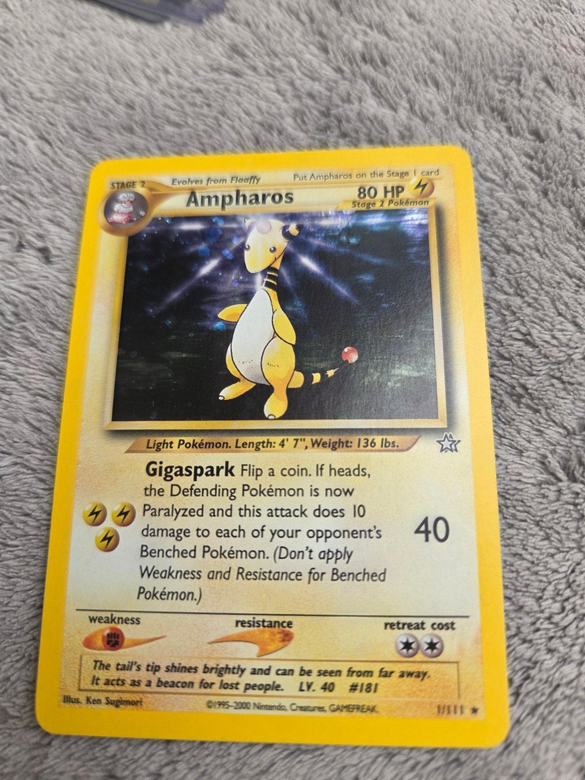 Ampharos Pokémon kaart 1/111 Neo Genesis (2000), Ophalen of Verzenden