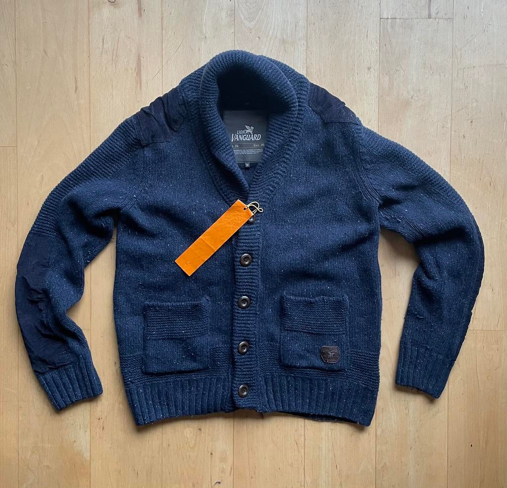 Vanguard stoere warme trui / vest met col blauw M, Kleding | Heren, Jassen | Zomer, Ophalen of Verzenden, Zo goed als nieuw, Maat 48/50 (M)