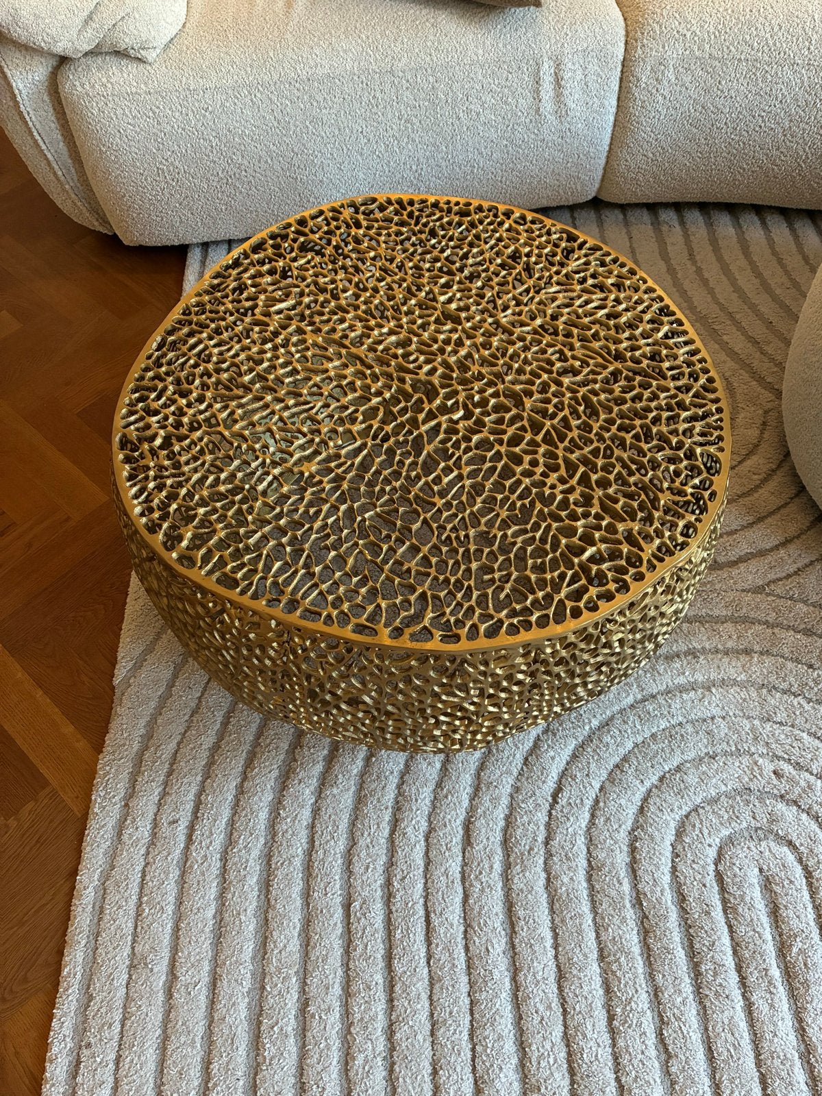 Goossens Agot salontafel goud – Ø80 cm, Ophalen, Rond, 50 tot 100 cm, Zo goed als nieuw
