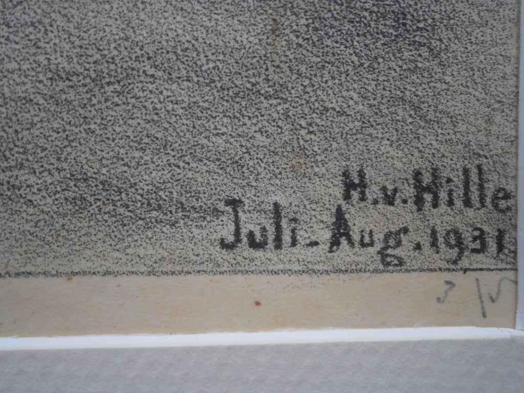 HUBERTUS HILLE, Mooie tekening 1931, Antiek en Kunst, Ophalen of Verzenden