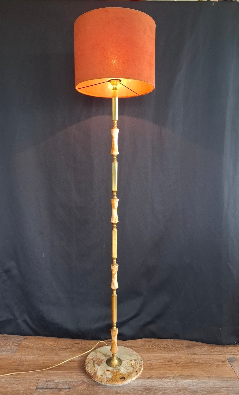 Grote Vintage Onyx Vloerlamp, Ophalen, Gebruikt, Glas, Minder dan 100 cm
