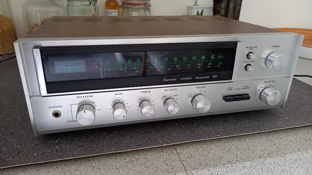 Sansui 551 AM/FM Stereo Receiver (1975-77), Overige merken, Refurbished, Ophalen of Verzenden, Minder dan 60 watt