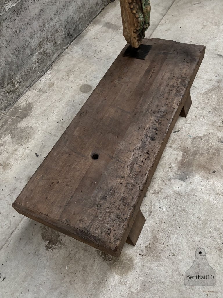 Massief houten robuuste salontafel, Antiek, 100 tot 150 cm, Nieuw, Overige houtsoorten