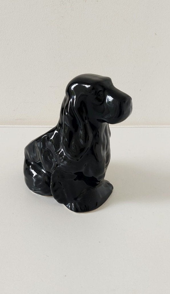 Vintage beeld zwarte honden bloempot • Cocker Spaniël retro, Ophalen of Verzenden, Zo goed als nieuw, Dier