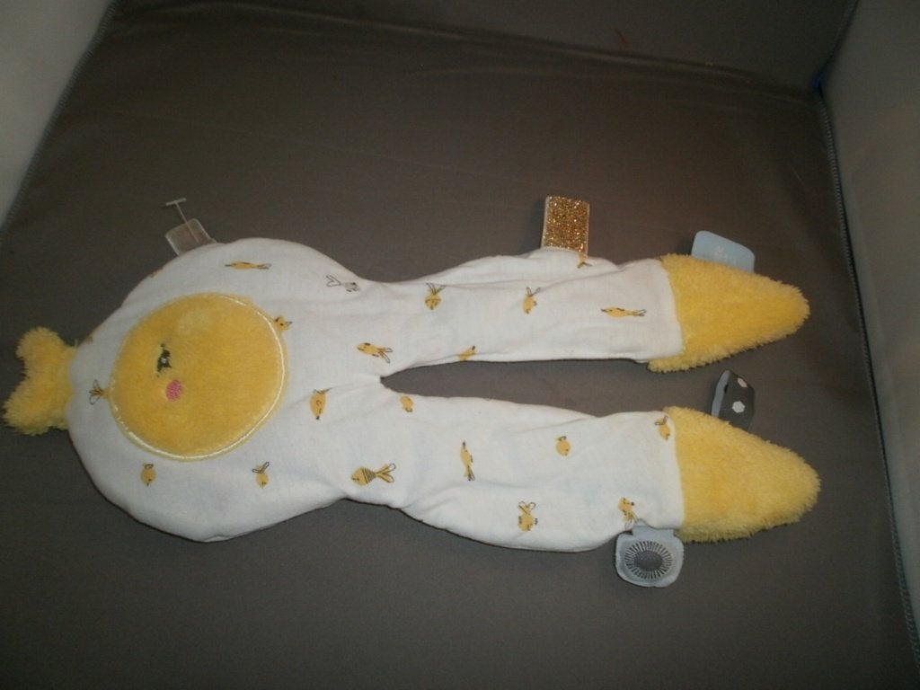 snoozebaby doek geel/wit vis model knisper labels rammel, Kinderen en Baby's, Speelgoed | Knuffels en Pluche, Overige merken, Geel