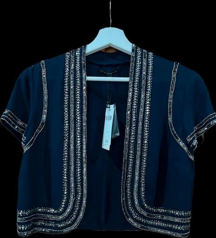 Mooie nieuwe donkerblauwe bolero vestje tintoreretto maat M., Kleding | Dames, Gelegenheidskleding, Nieuw, Overige typen, Maat 38/40 (M)