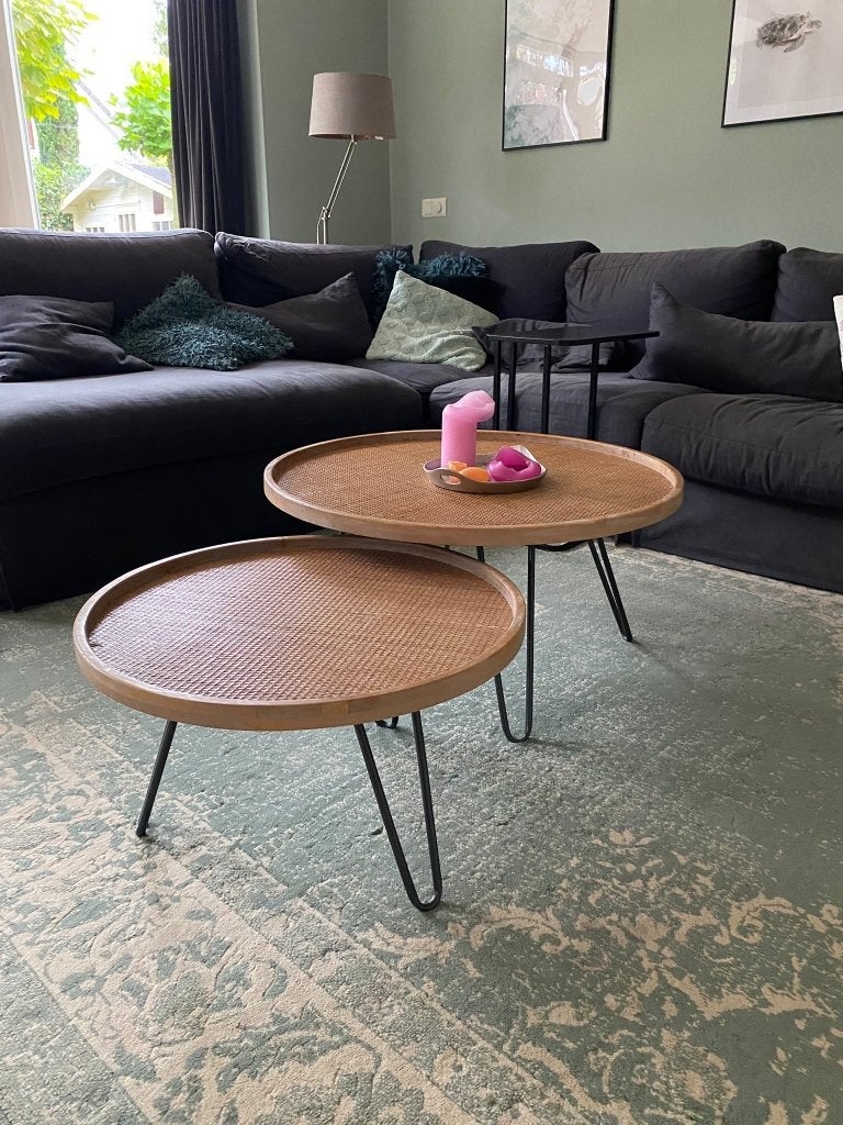 Ronde salontafels - 2 ronde tafels, Ophalen, 50 tot 100 cm, Rond, Zo goed als nieuw