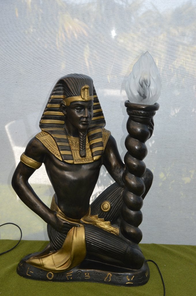 Grote vintage Egyptische Farao lamp 60 cm hoog van steen, Gebruikt, 60 cm, Overige stijlen, Ophalen of Verzenden